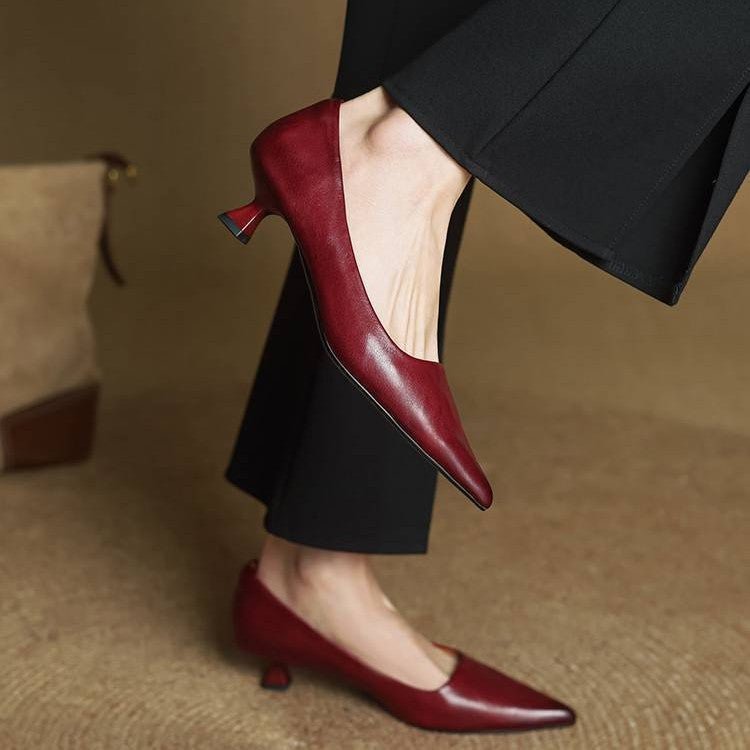 Sera Leather Heels | Top-Grain Cowhide, Elegant 4.5 cm Kitten Heel - 2