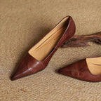 Sera Leather Heels | Top-Grain Cowhide, Elegant 4.5 cm Kitten Heel - 18