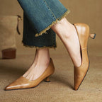 Sera Leather Heels | Top-Grain Cowhide, Elegant 4.5 cm Kitten Heel - 1