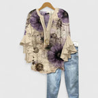 Althea | Elegant Ruffle Sleeve Floral Blouse