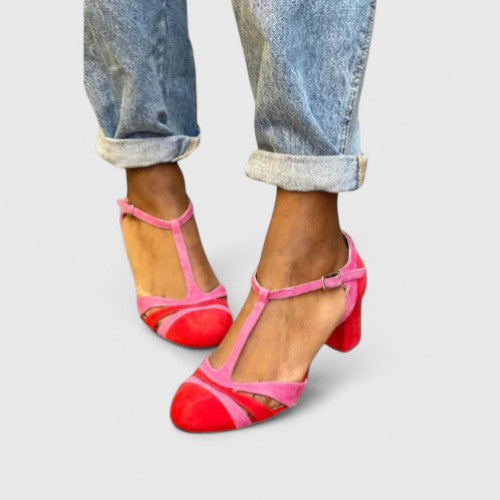 Joanna | Modern Closed Toe T-Strap Heels