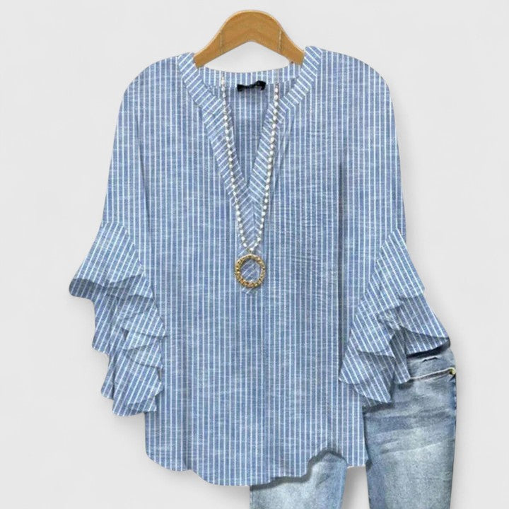 Althea | Elegant Ruffle Sleeve Floral Blouse