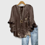 Althea | Elegant Ruffle Sleeve Floral Blouse