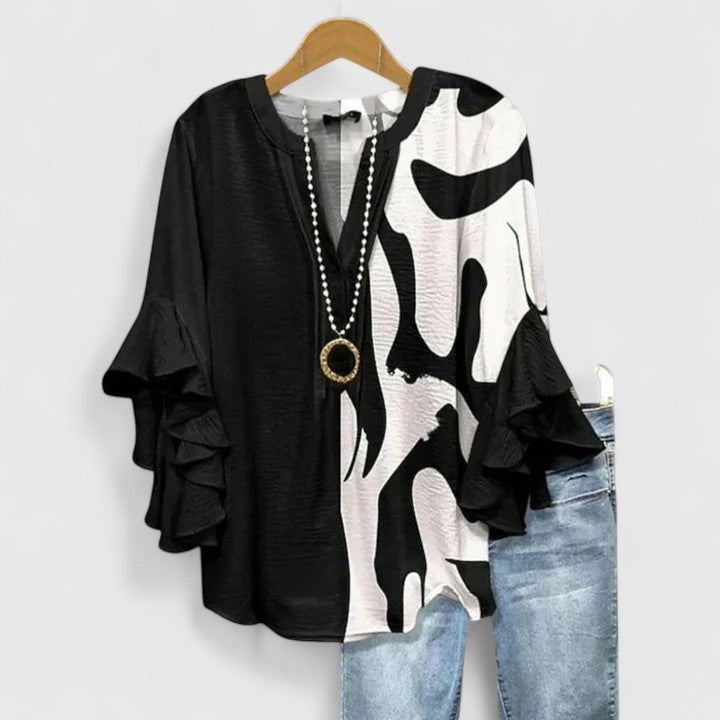Althea | Elegant Ruffle Sleeve Floral Blouse