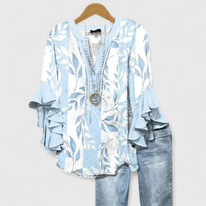 Althea | Elegant Ruffle Sleeve Floral Blouse