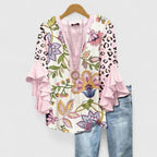 Althea | Elegant Ruffle Sleeve Floral Blouse