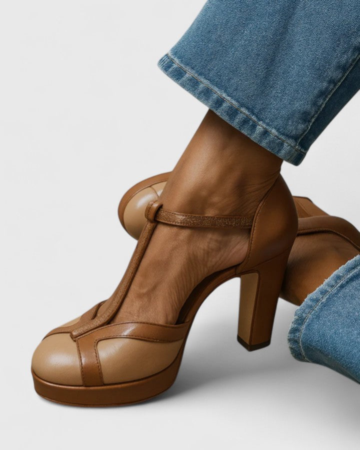 Christina | Sophisticated Close Toe T-Strap  Heels