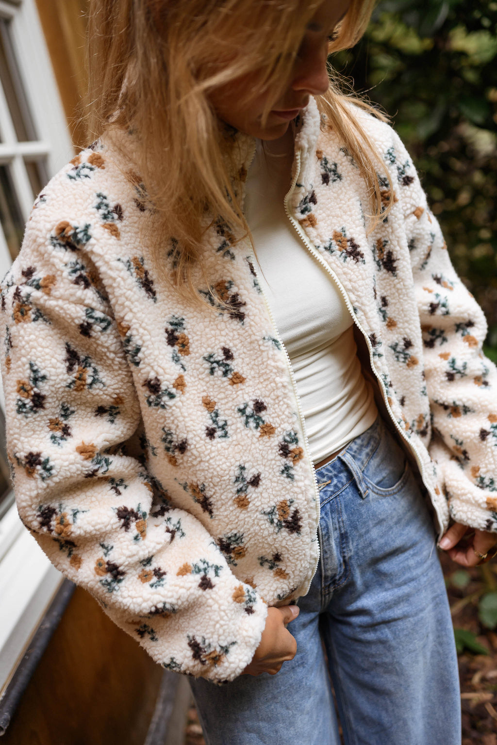 Emma Ecru Floral Fleece – back view