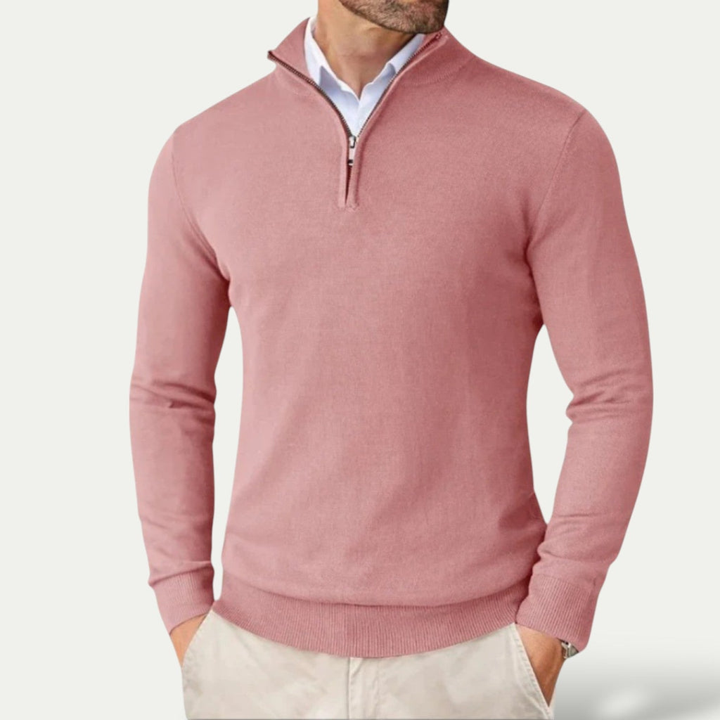 Tobias | Men's Cashmere blend Pullover with Half Zip and Long Sleeves