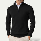 Tobias | Men's Cashmere blend Pullover with Half Zip and Long Sleeves