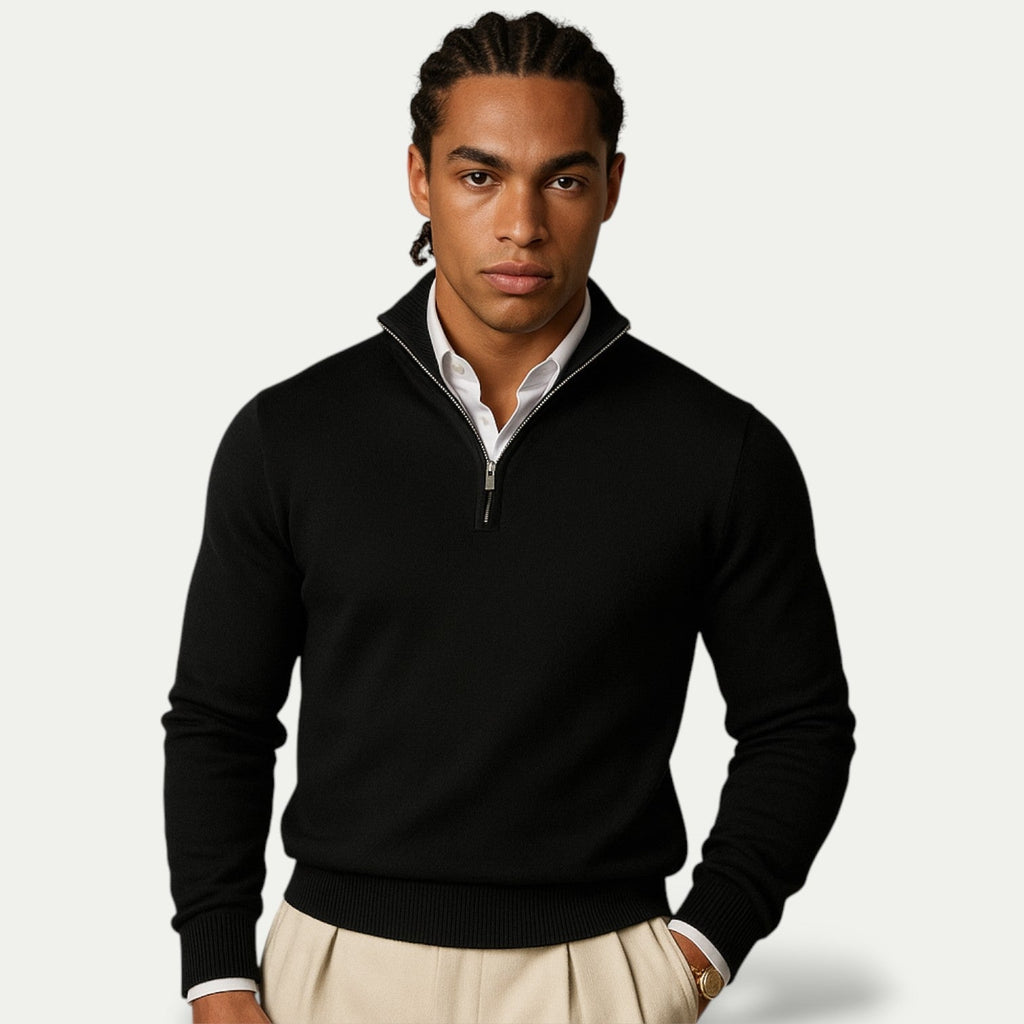Tobias | Men's Cashmere blend Pullover with Half Zip and Long Sleeves