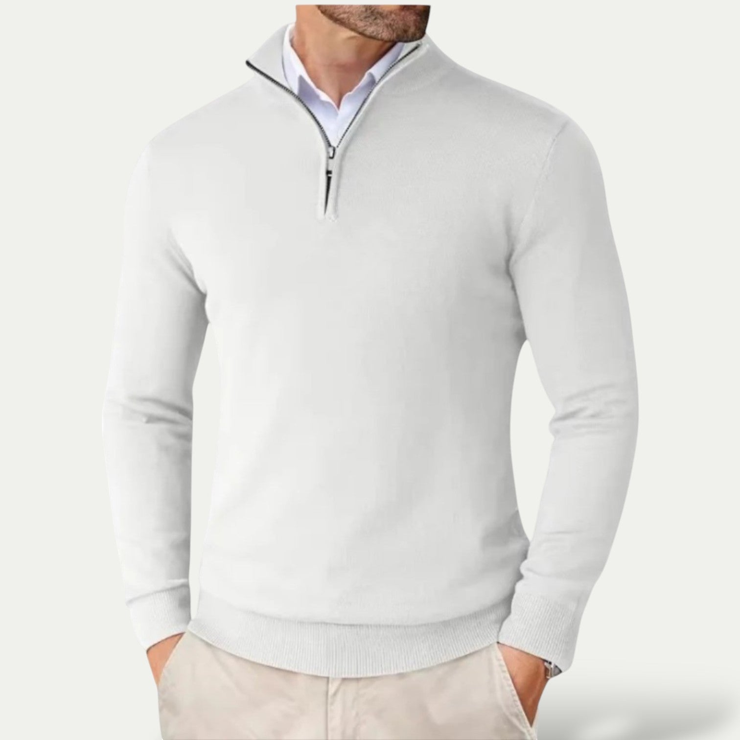 Tobias | Men's Cashmere blend Pullover with Half Zip and Long Sleeves