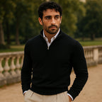 Tobias | Men's Cashmere blend Pullover with Half Zip and Long Sleeves