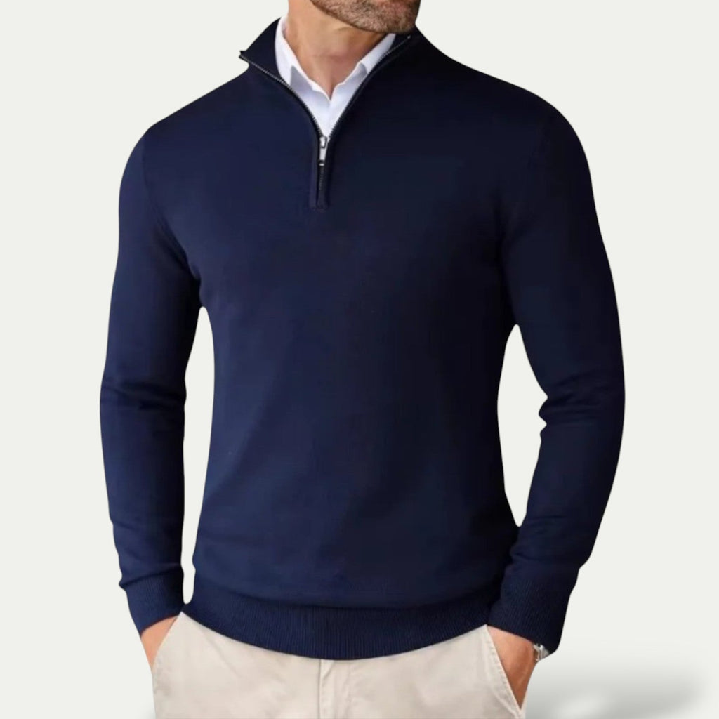 Tobias | Men's Cashmere blend Pullover with Half Zip and Long Sleeves