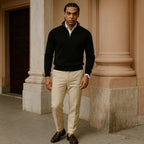 Tobias | Men's Cashmere blend Pullover with Half Zip and Long Sleeves