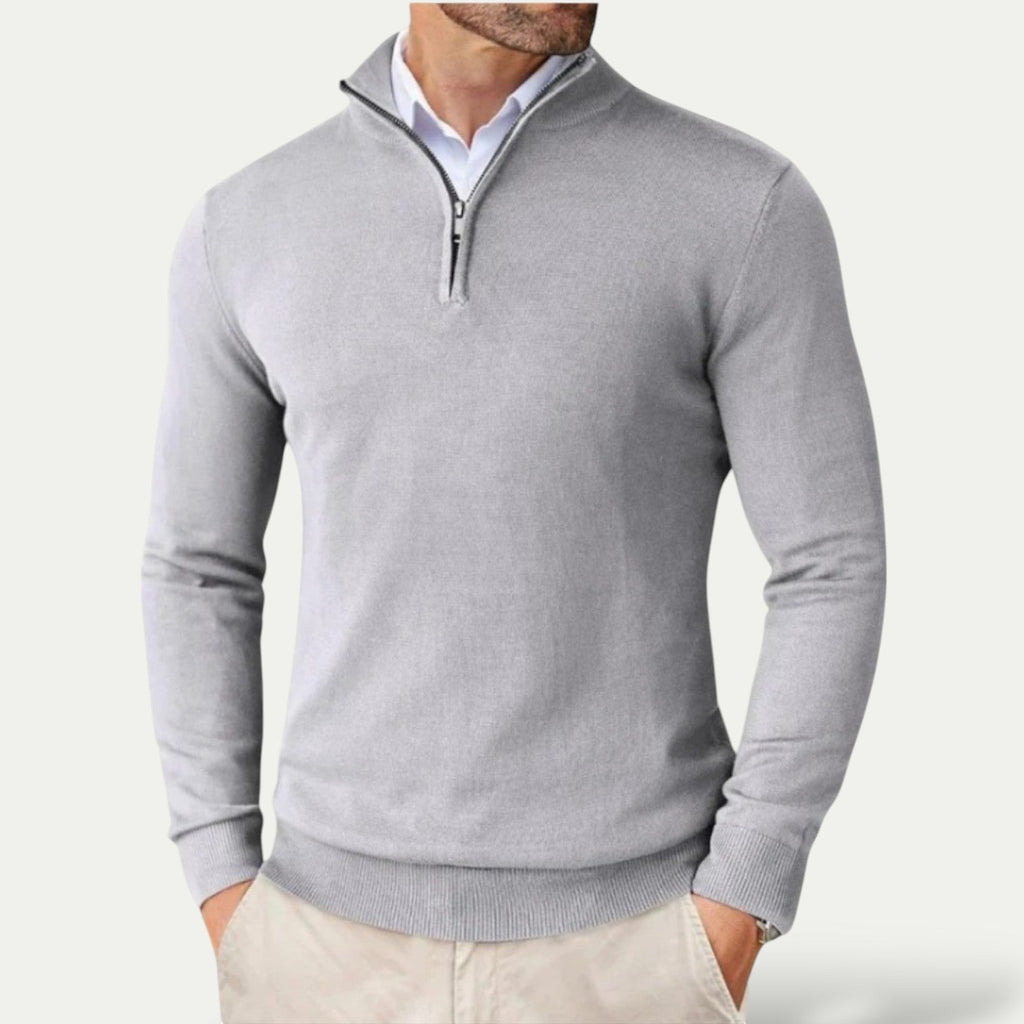 Tobias | Men's Cashmere blend Pullover with Half Zip and Long Sleeves