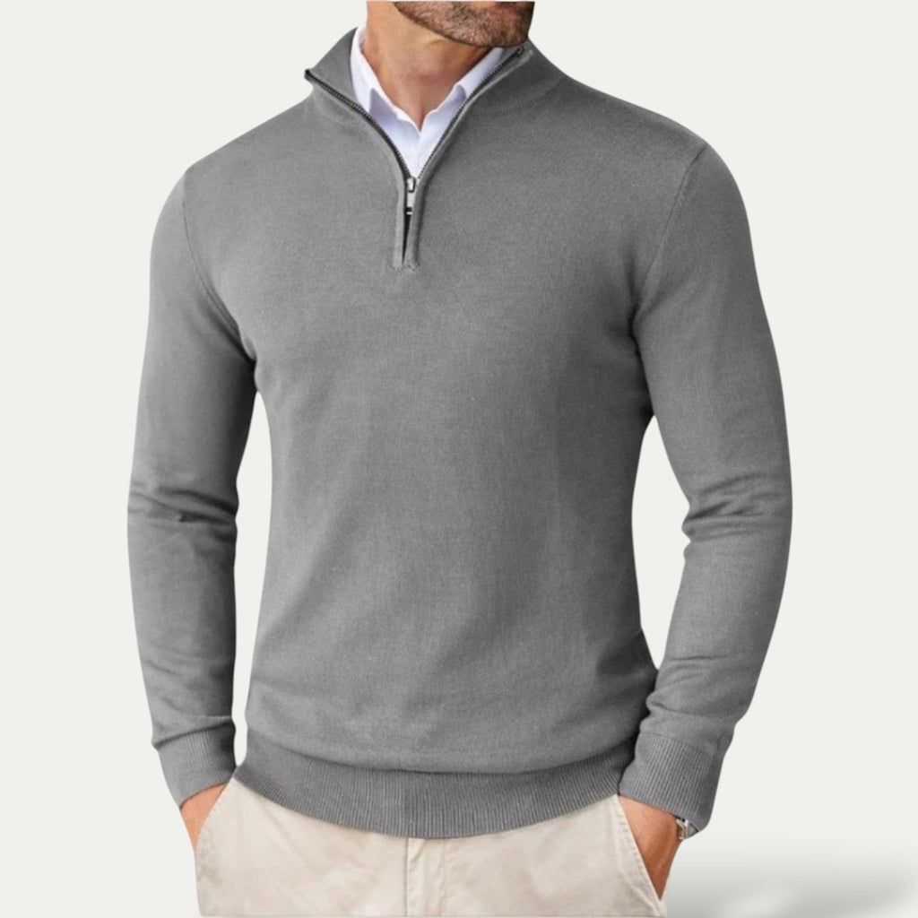 Tobias | Men's Cashmere blend Pullover with Half Zip and Long Sleeves