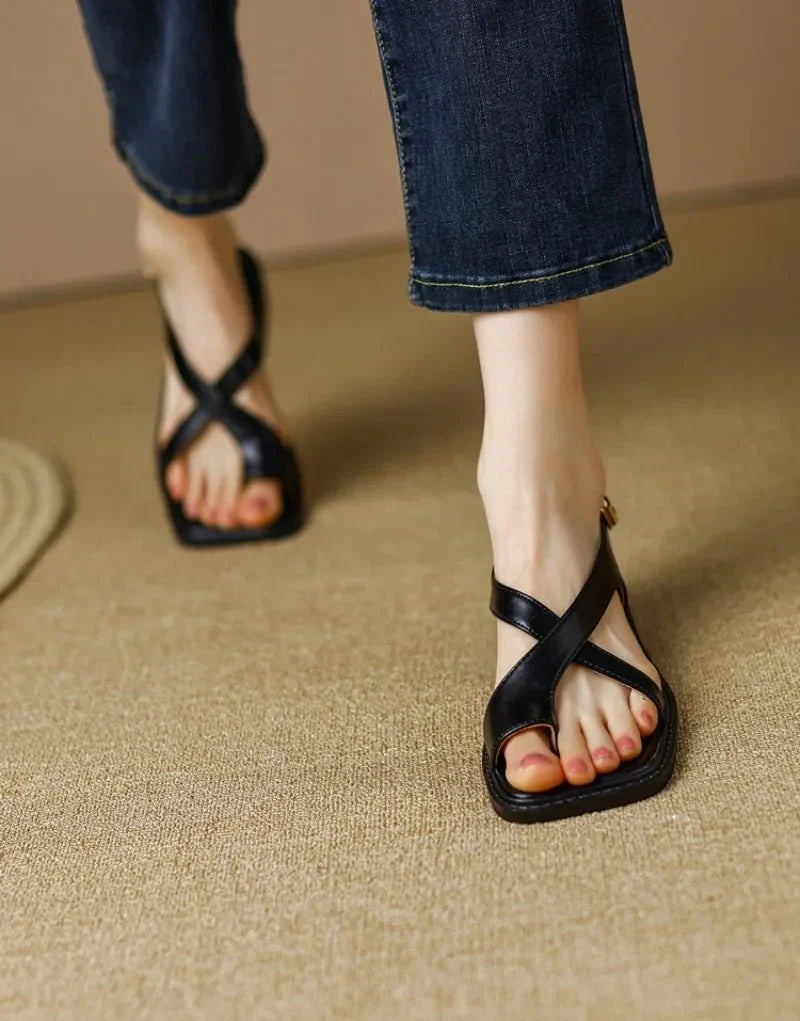 Ivy Cross Sandals | Italian Leather, Orthopedic Cushioned Footbed - 13