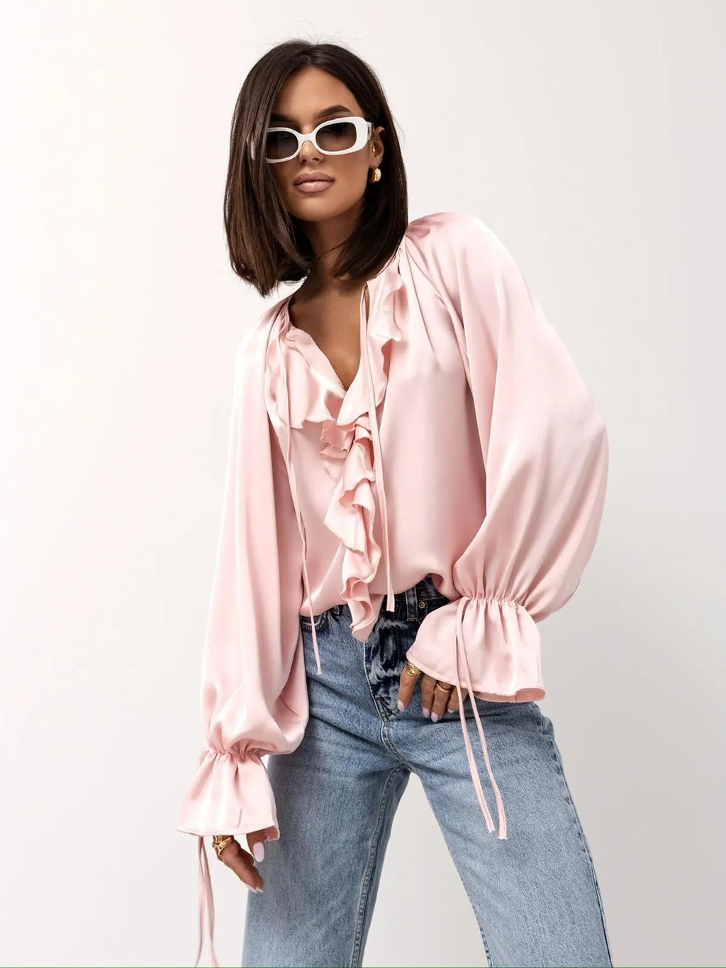 Liora | Satin Ruffle Blouse