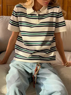 Noelle | Stripe Polo Tee