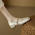 Camille | Vintage Braided Pearl Strap Shoes