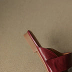 Yena | Leather Square Toe Chunky Heel Mules