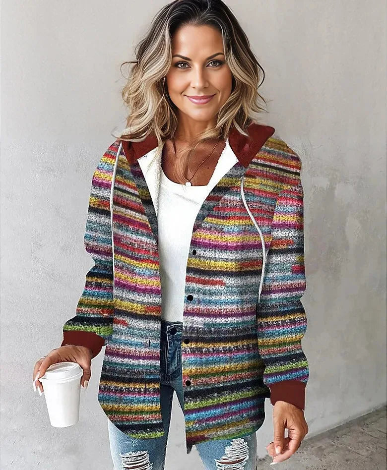 Highland Plaid Hooded Coat – front view