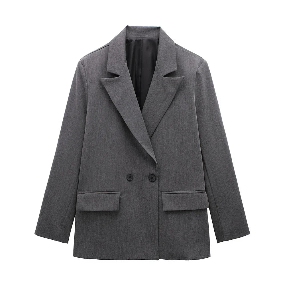 Willshela | Vintage Double-Breasted Blazer with Pockets