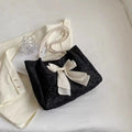 Large Bow Accent Tote Bag | Soft Textured Finish