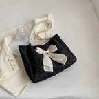Large Bow Accent Tote Bag | Soft Textured Finish