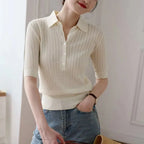 Amy | Ribbed Knit Polo