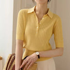 Amy | Ribbed Knit Polo