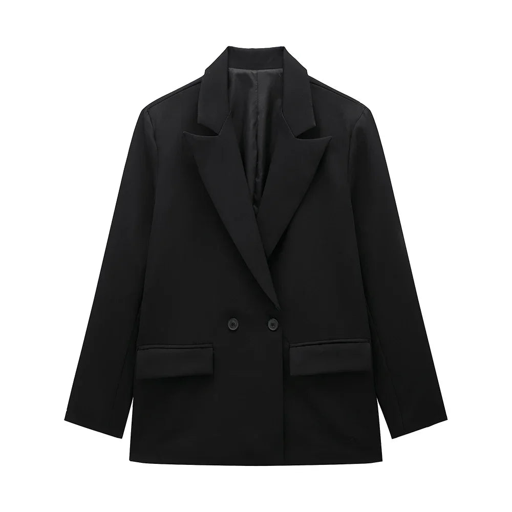 Willshela | Vintage Double-Breasted Blazer with Pockets