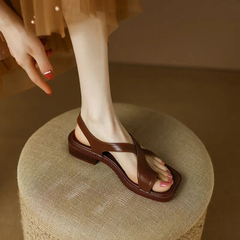 Ivy Cross Sandals | Italian Leather, Orthopedic Cushioned Footbed - 10