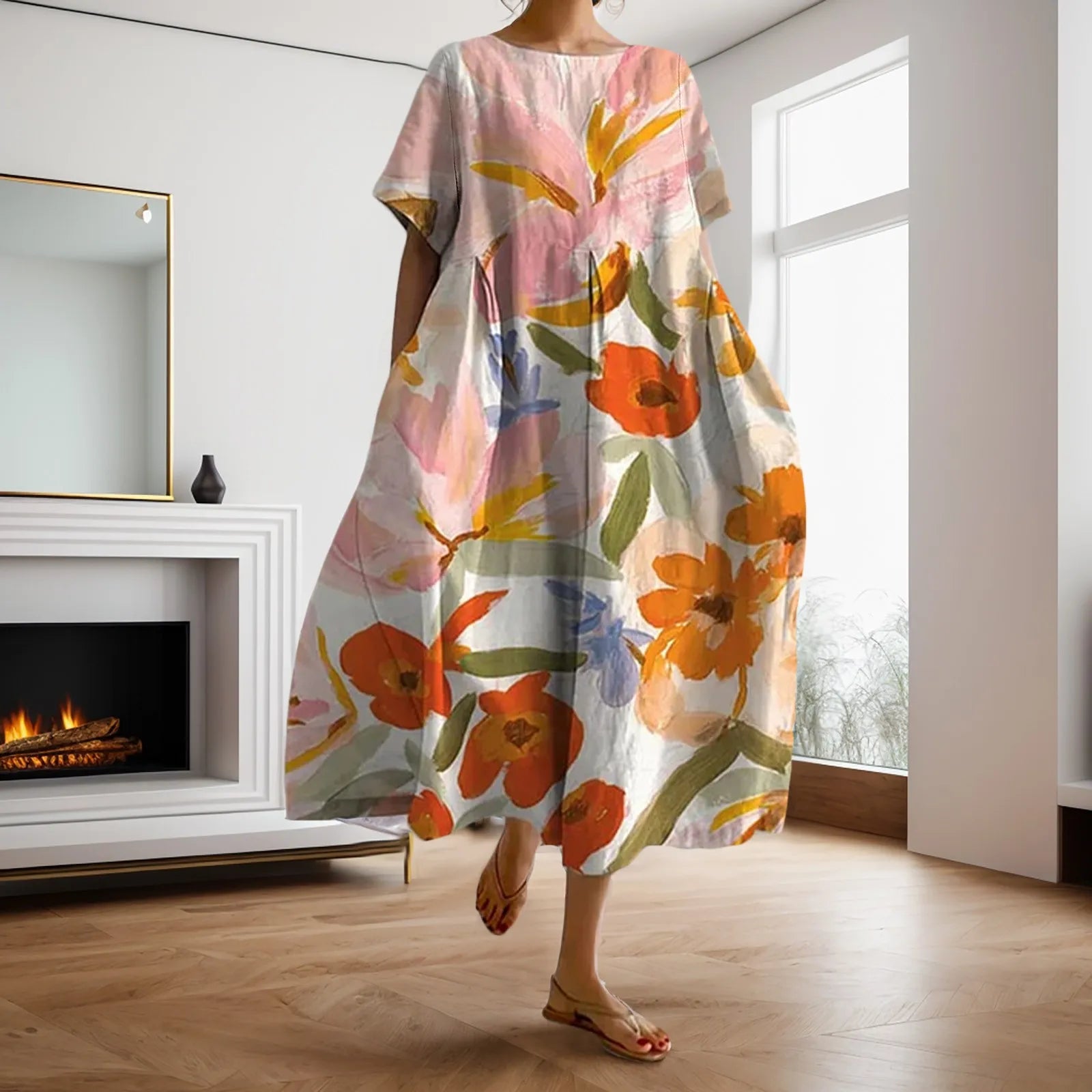 Dahlia - Floral dress with V-neck
