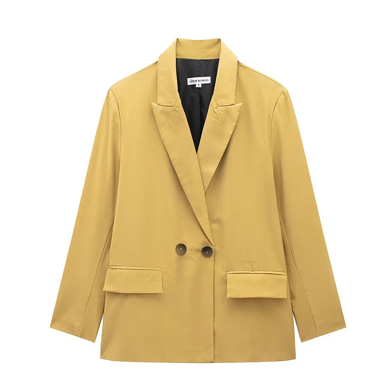 Willshela | Vintage Double-Breasted Blazer with Pockets