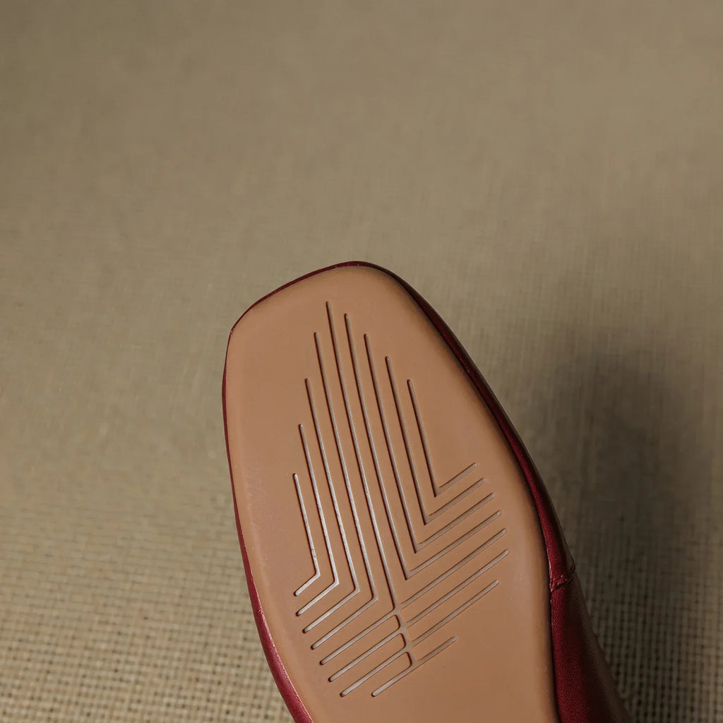 Yena | Leather Square Toe Chunky Heel Mules