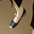 Camille | Vintage Braided Pearl Strap Shoes