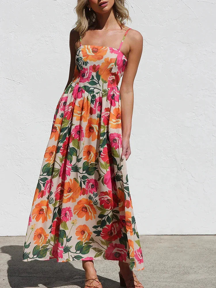 Isadora | Floral Backless Slip Maxi Dress