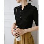 Amy | Ribbed Knit Polo