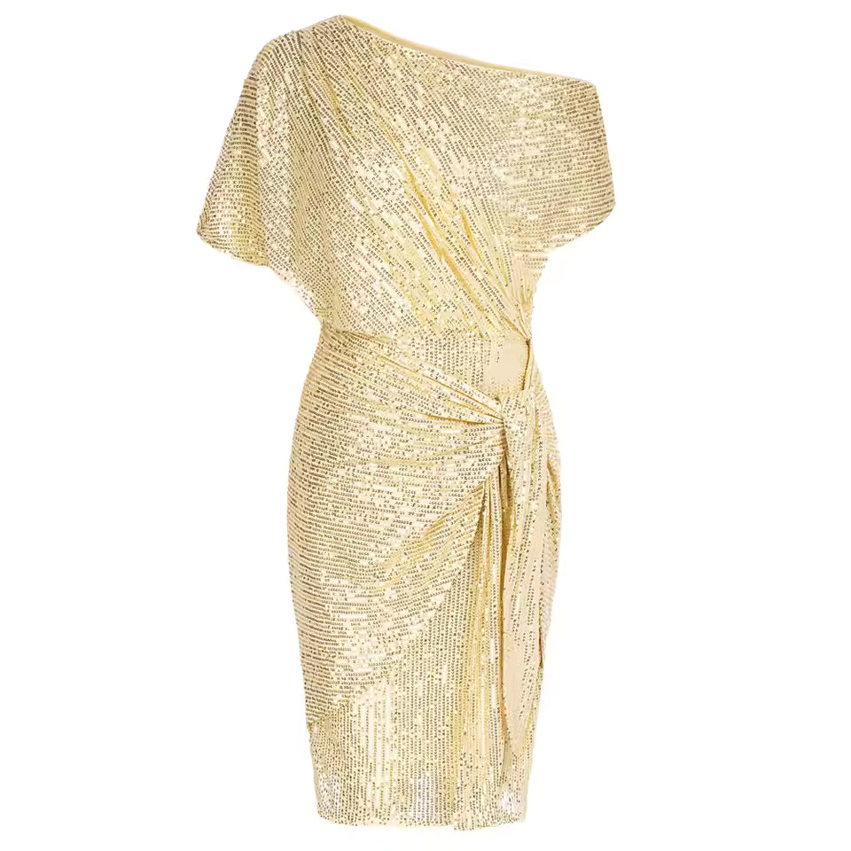 Neravielle - Elegant Sequined Off-Shoulder Dress