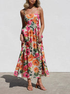 Isadora | Floral Backless Slip Maxi Dress