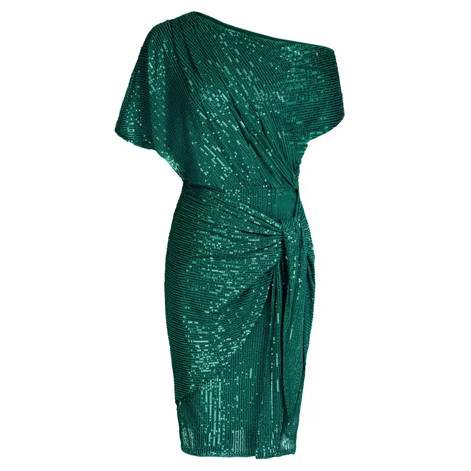 Neravielle - Elegant Sequined Off-Shoulder Dress