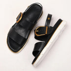 Valine | Gold-Buckle Strap Sandals