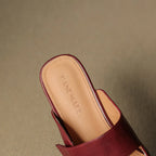 Yena | Leather Square Toe Chunky Heel Mules