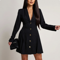 Nelavienne - Chic Fitted Dress with Metal Buckle