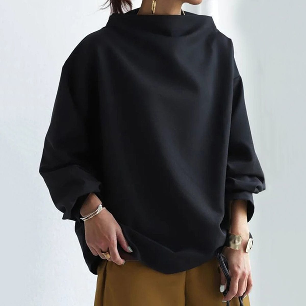 Elly High-Neck Casual Top – close-up
