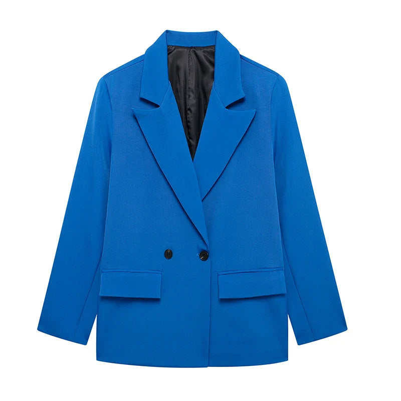 Willshela | Vintage Double-Breasted Blazer with Pockets
