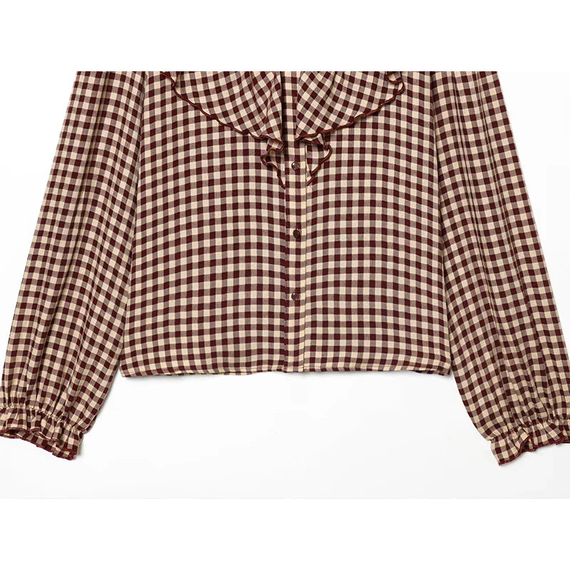 Maribel | Heritage Check Ruffle Blouse