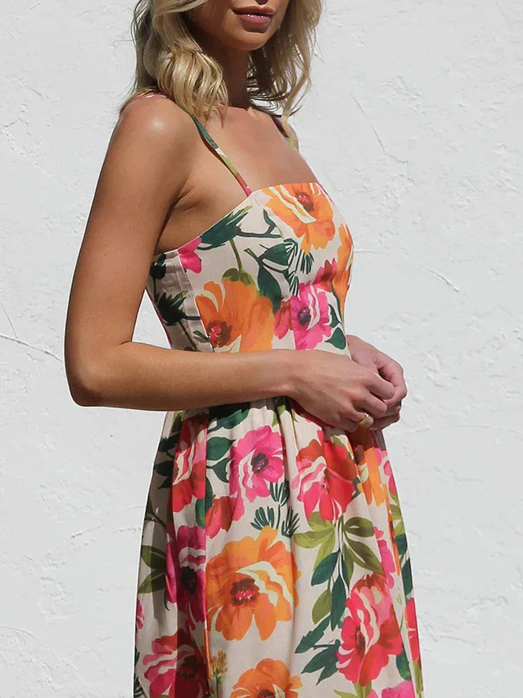 Isadora | Floral Backless Slip Maxi Dress